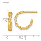 14k Polished Woven Braid 3 x 15mm C-Hoop Post Earrings