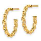 14k Polished Woven Braid 3 x 19mm C-Hoop Post Earrings