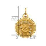 14k Polished/Satin Small Round Jesus Medal