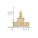 14K Polished/Textured I LOVE BINGO Charm