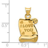 14k Polished/Textured I LOVE YOU Pendant