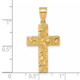 14K Polished/Textured Nugget Style Cross Pendant - D4-CE42B93B-1622
