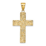 14K Polished/Textured Nugget Style Cross Pendant - K5-BB8D946F-5173
