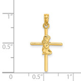 14k Praying Girl Cross Charm