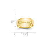 10k Yellow Gold 6mm Lightweight Half Round Wedding Band Size 9.5