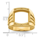 14k Ridged-Sides Mens Diamond and Onyx Ring Mounting