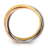 10k Tri-color Polished Rolling Ring Size 6