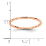 14K Rose Gold 1.2mm Half Round Polished Stackable Band Size 8
