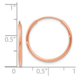 14k Rose Gold 1.2mm Polished Endless Hoop Earrings - XY-8D86D507-3247