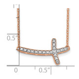 14k Rose Gold 1/10 carat Diamond Sideways Cross 18 inch Necklace - PM-C69F0444-3165