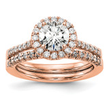 14k Rose Gold 1/3 carat Lab Grown Diamond VS/SI+ G+ 1 carat Center Round Semi Mount Engagement Ring