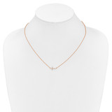 14k Rose Gold 1/6 carat Diamond Sideways Cross 18 inch Necklace