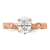 14k Rose Gold 1/6 carat Lab Grown Diamond VS/SI+ G+ 1 carat Center Oval Semi Mount Engagement Ring