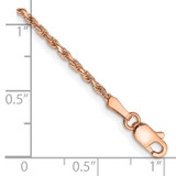 14K Rose Gold 10 inch 1.8mm Diamond-cut Man Made Rope with Lobster Clasp Anklet