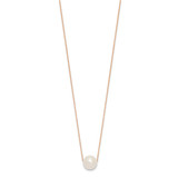 14k Rose Gold 10-11mm White Semi-Round Freshwater Cultured Pearl Rope 17 inch Necklace