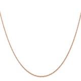 14K Rose Gold 24 inch Carded .7mm Cable Rope with Spring Ring Clasp Chain