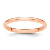 14k Rose Gold 2mm Half Round Wedding Band Size 9