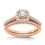 14k Rose Gold 3/4 carat Lab Grown Diamond VS/SI+ G+ Complete Round Halo Engagement Ring - RM-ECFCD0DB-9962
