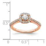 14k Rose Gold 3/4 carat Lab Grown Diamond VS/SI+ G+ Complete Round Halo Engagement Ring - RM-ECFCD0DB-9962