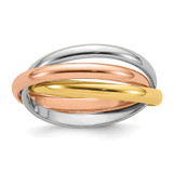 10k Tri-color Polished Rolling Ring Size 9.5