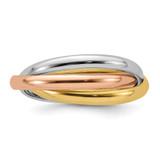 10k Tri-color Polished Rolling Ring Size 9.5