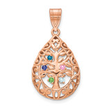 14K rose Gold 5 Birthstone Tree of Life Tear Drop Pendant