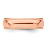 14k Rose Gold 6mm Milgrain Half-Round Wedding Band Size 8