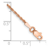 14K Rose Gold 7 inch 1.5mm Diamond-cut Rope with Lobster Clasp Chain