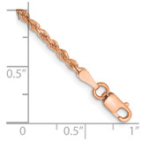 14K Rose Gold 8 inch 2mm Diamond-cut Rope with Lobster Clasp Chain