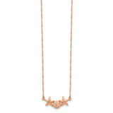 14K Rose Gold Brushed and Polished Sand Dollar and Starfish 17 inch Necklace