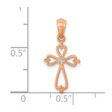 14K Rose Gold Diamond Accented Cross Pendant