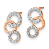 14k Rose Gold Diamond Circles Post Earrings