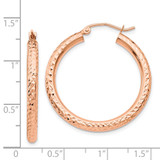 14k Rose Gold Diamond-cut 3mm Round Hoop Earrings - TF-D975255F-2256