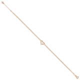 14k Rose Gold Double Strand Chain and Open Twisted Heart 9 inch Anklet Plus 1 inch Heart Dangle Extender