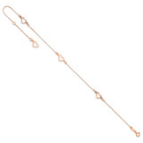 14K Rose Gold Fancy Open Hearts 3-Station 9 inch Anklet Plus 1 inch Heart Dangle Extender