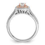 10k Two-Tone Rose and White Gold 7/8 carat Lab Grown Diamond VS/SI+ G+ Round Complete Fancy Halo Engagement Ring