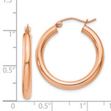 14k Rose Gold Polished 3mm Lightweight Tube Hoop Earrings - T1-12F97115-1538