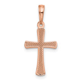 14K Rose Gold Polished Beveled Cross w/ Round Tips Charm - K8-91BBD7F8-1524