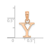 14K Rose Gold Polished Block Letter Y Initial Pendant