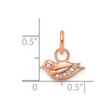 14K Rose Gold Polished Diamond Bird Charm