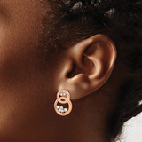 14k Rose Gold Polished Diamond Double Circle Post Earrings