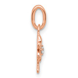 14K Rose Gold Polished Diamond Four Leaf Clover Charm