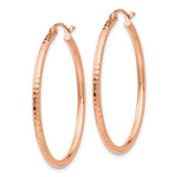 14k Rose Gold Polished Lightweight Large Diamond-cut Tube Hoop Earrings - TF-2F915EB2-9822