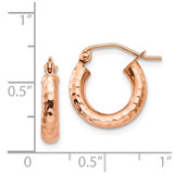 14k Rose Gold Polished Lightweight Small Diamond-cut Tube Hoop Earrings - TF-7408C4AA-6988