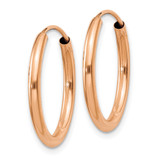 14k Rose Gold Polished Round Endless 2mm Hoop Earrings - XY-61C4FCBA-3268