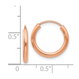 14k Rose Gold Polished Round Endless 2mm Hoop Earrings - XY-921670B7-5264