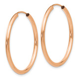 14k Rose Gold Polished Round Endless 2mm Hoop Earrings - XY-E48067FA-6364