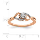 14k Rose Gold Polished Side Hearts Diamond Ring