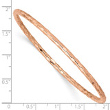 14K Rose Gold Polished Textured 3.00mm Slip-on Round Bangle Bracelet