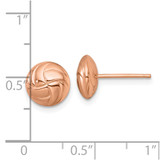 14k Rose Gold Polished Textured Hollow Button Post Earrings
